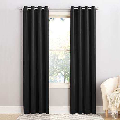 Sun Zero Barrow Energy Efficient Grommet Curtain Panel, 54" x 84", Black