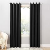 Sun Zero Barrow Energy Efficient Grommet Curtain Panel,Black,54" x 84"