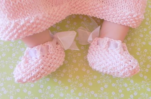 Heel Bow Knit Baby Shoes Pattern