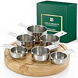 Bellemain One-Piece Stainless Steel Measuring Cups Set of 6 – Nesting Metal Measuring Cups for Kitchen – Dry & Liquid Measurements (ML & OZ), Rust-Resistant, Dishwasher Safe, Ergonomic Design