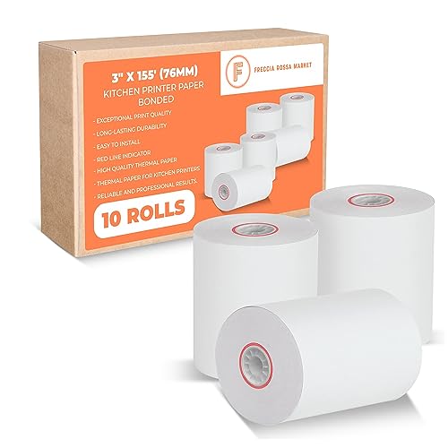 Freccia Rossa Market, 3" X 155' 1-ply Kitchen Printer Paper Bonded Single Layer (10 Rolls)