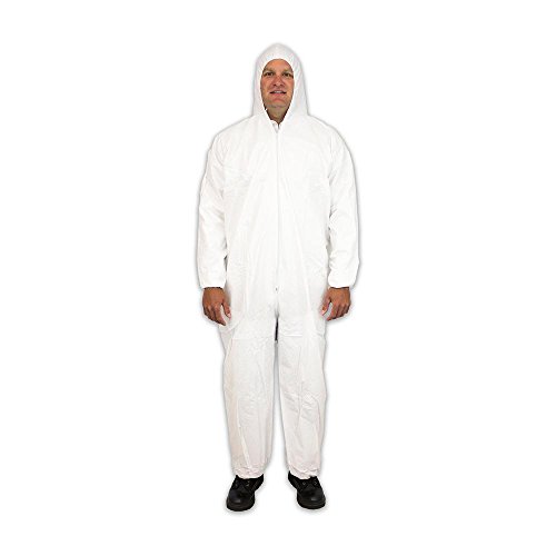 Safety Zone DCWH-LG-BB-HEWA White Polypropylene Disposable Coverall with Hood, Large