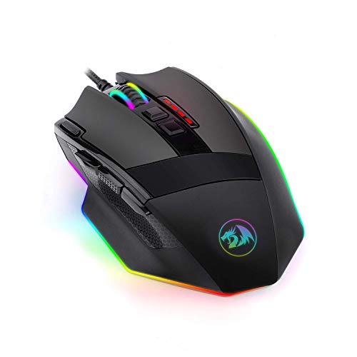 Book Cover Redragon M801 PC Gaming Mouse LED RGB Backlit MMO 9 Programmable Buttons Mouse with Macro Recording Side Buttons Rapid Fire Button for Windows Computer Gamer (Wired, Black)