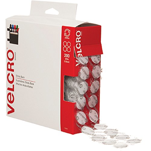 Book Cover VELCRO Brand - Sticky Back Hook and Loop Fasteners | Perfect for Home or Office | 3/4in Coins | Pack of 200 | White