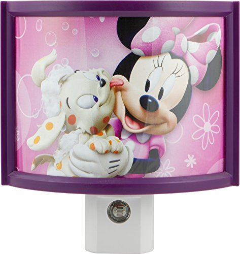 Book Cover Disney 13367 Minnie Mouse Automatic LED Children's Night light, Wraparound Shade, Light Sensing, Auto On/Off, Plug-In, Soft Pink Glow, Energy Efficient, Featuring Bella from Mickey Mouse Clubhouse