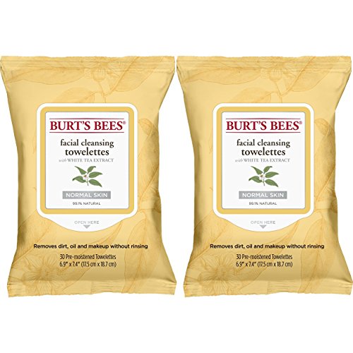 Book Cover Burt's Bees Facial Cleansing Towelettes for Normal Skin with White Tea Extract, 60 Count