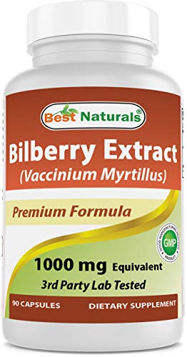 Book Cover Best Naturals Bilberry Extract 1000mg Capsule (Non-GMO) Supports Healthy Vision, 90 Count