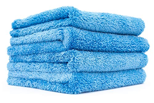 Book Cover The Rag Company - Eagle Edgeless 500 - Professional Korean 70/30 Blend Super Plush Microfiber Detailing Towels, 500GSM, 16in x 16in, Blue (4-Pack)