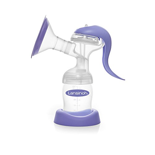 Lansinoh Manual Breast Pump with Stimulation and Expression Modes, Single Pump Included, Hand Pump for Breastfeeding, Quiet for Travel, Pumping Essentials