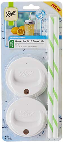 Book Cover Ball Sip and Straw Lids 4/pkg, Fits Wide Mouth Jars