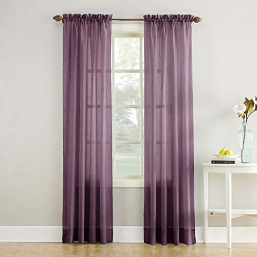 Book Cover No. 918 Erica Crushed Texture Sheer Voile Rod Pocket Curtain Panel, 51 in x 84, Purple