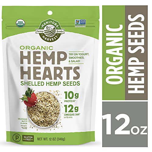 Book Cover Manitoba Harvest Organic Hemp Hearts Raw Shelled Hemp Seeds, 12oz; with 10g Protein & Omegas per Serving, Non-GMO, Gluten Free