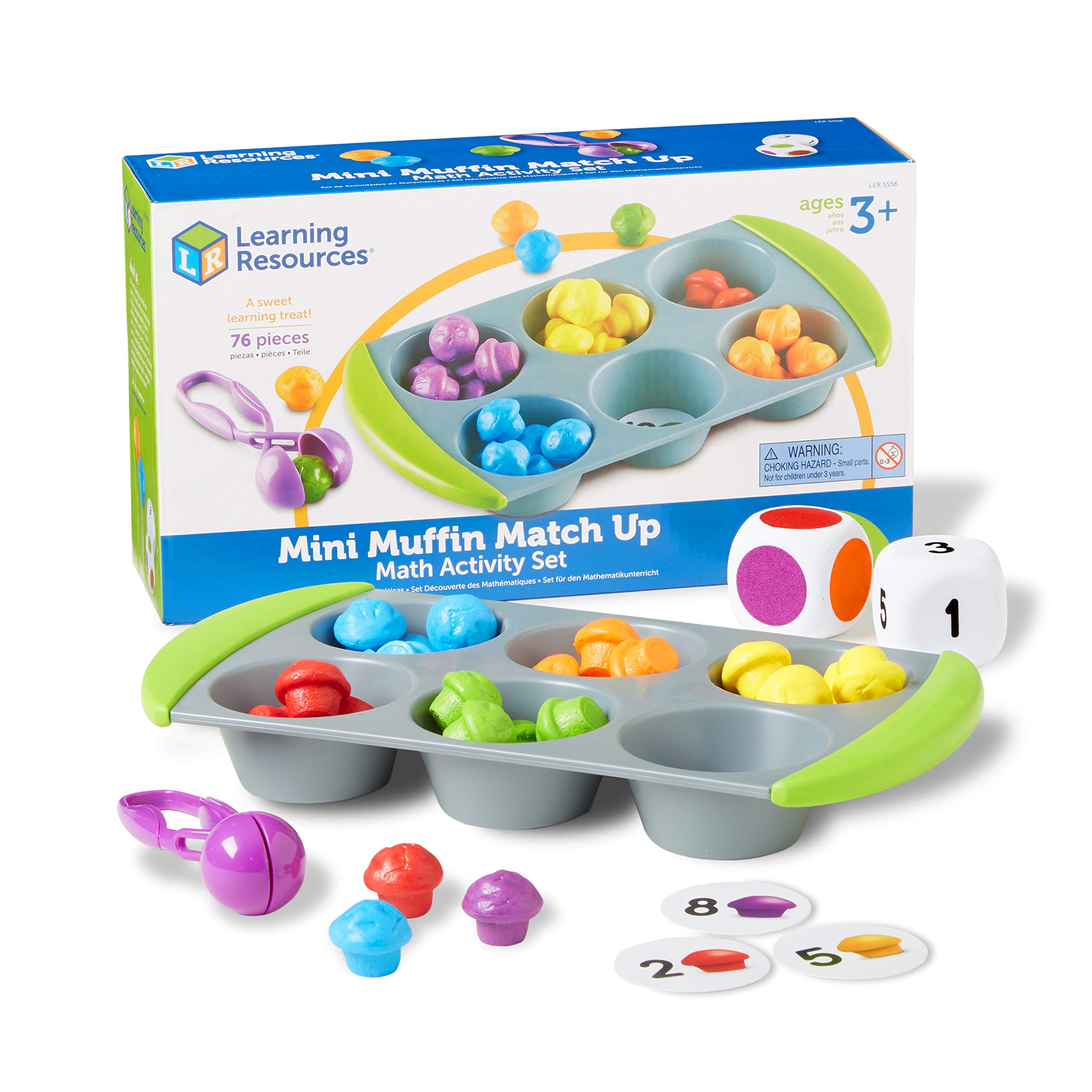 Book Cover Learning Resources Mini Muffin Match Math Activity Set - 76 Pieces, Ages 3+ Counting Games for Kids, Preschool Learning Toys, Homeschool Learning Toys, Math for Preschoolers Toy Set