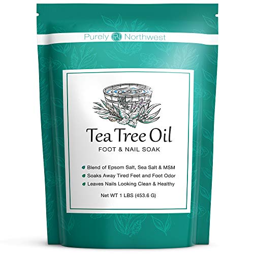 Book Cover Tea Tree, Peppermint, MSM & Epsom Salt Foot Soak-All Natural-for Toenail Fungus, Athletes Foot, Stubborn Foot Odor. Softens Dry Calloused Heels, Relieves Burning & Itching associated with Fungal Irritations. Soothing for Plantar Fasciitis & Gout