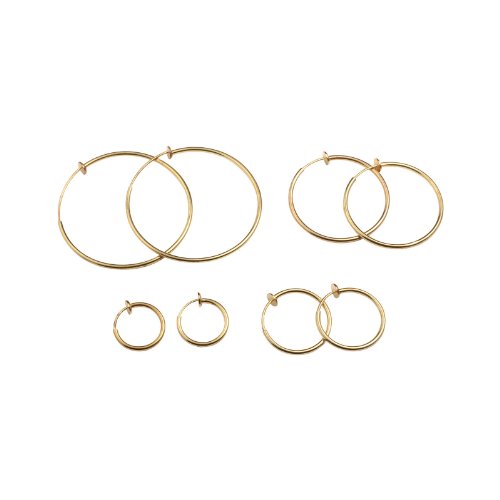 Book Cover 4 Pack - Evelots Clip on Spring Hoop Earrings-Gold/Silver-No Pinch/Nickel Free-4 Sizes (1 of Each)