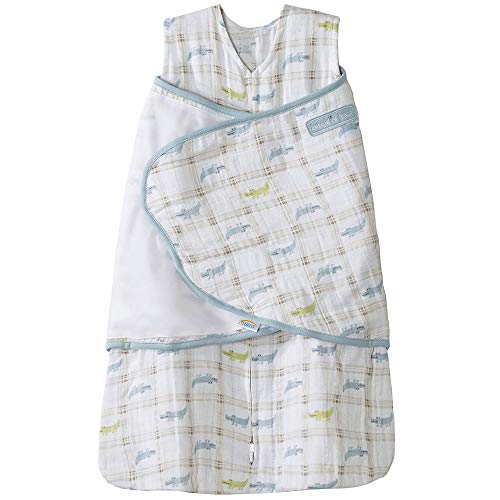 Halo 100% Cotton Muslin Sleepsack Swaddle Wearable Blanket, Gator Plaid, Small