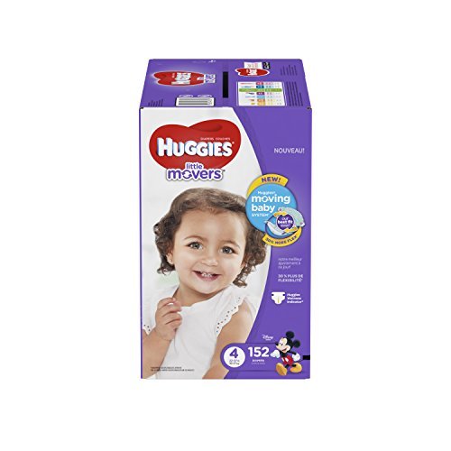 Book Cover HUGGIES LITTLE MOVERS Active Baby Diapers, Size 4 (fits 22-37 lb.), 152 Ct, ECONOMY PLUS (Packaging May Vary)