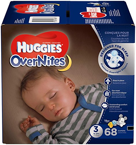 Book Cover HUGGIES OverNites Diapers, Size 3 (16-28 lb.), 68 ct, Overnight Diapers