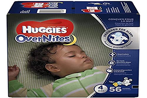 Book Cover HUGGIES OverNites Diapers, Size 4 (22-37 lb), Overnight Diapers, 56 Count