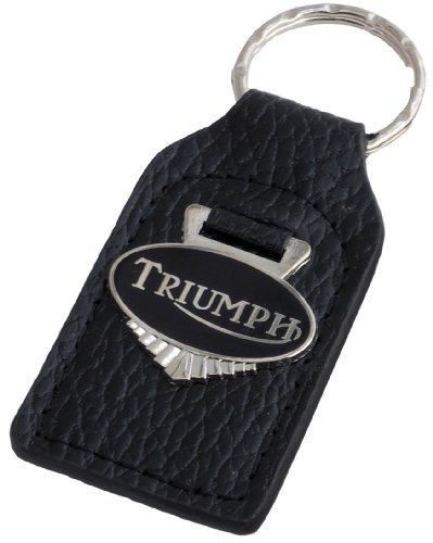 Book Cover Triumph Motorcycle Leather and Enamel Key Ring Key Fob