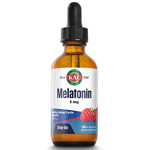 Book Cover KAL Melatonin DropIns 3mg, Healthy Sleep Aid Support, Liquid Melatonin Drops for Optimal Absorption & Calming Relaxation Support, Fast Acting, Natural Raspberry Flavor, Approx. 55 Servings, 1.85oz