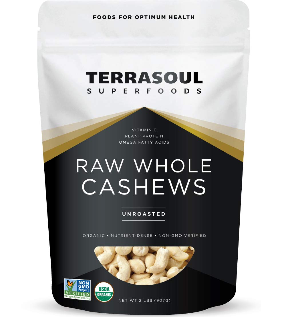 Terrasoul Superfoods Organic Raw Whole Cashews, 32 oz./2lb Buttery 2 Pound (Pack of 1)