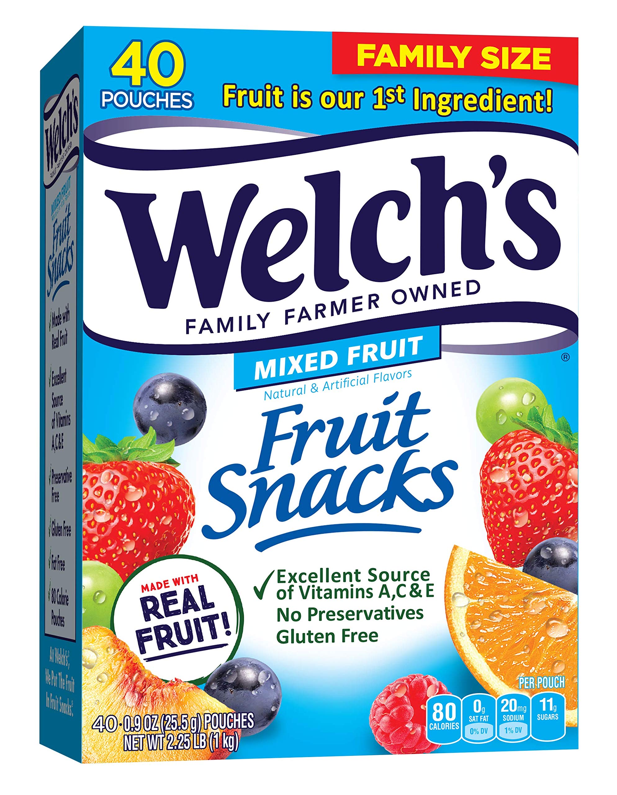 Book Cover Welch's Mixed Fruit, 0.9 oz, 40 Ct Mixed Fruit 0.9 Ounce (Pack of 40)