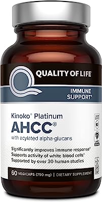 Book Cover Premium Kinoko Platinum AHCC Supplement â€“ 750mg of AHCC per Capsule â€“ Supports Immune Health, Liver Function, Maintains Natural Killer Cell Activity â€“ 60 Veggie Capsules
