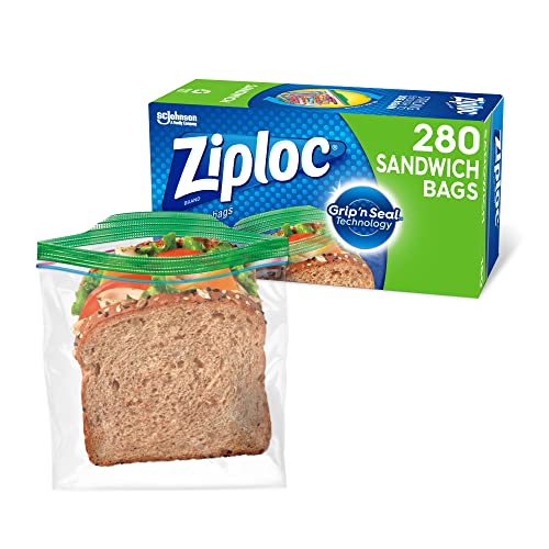 Book Cover Ziploc Sandwich and Snack Bags for On the Go Freshness, Grip 'n Seal Technology for Easier Grip, Open, and Close, 280 Count