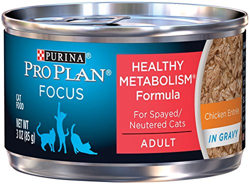 Book Cover Purina Pro Plan High Protein Gravy Wet Cat Food, FOCUS Healthy Metabolism Formula Chicken Entree - (24) 3 oz. Pull-Top Cans