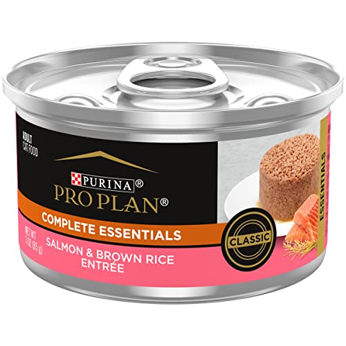 Purina Pro Plan Pate, High Protein Wet Cat Food, COMPLETE ESSENTIALS Salmon & Brown Rice Entree - (24) 3 oz. Pull-Top Cans