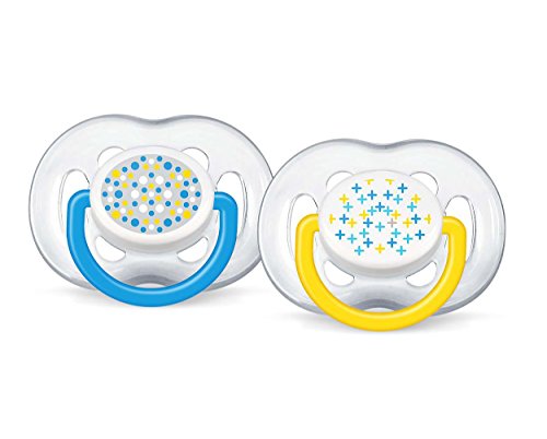 Book Cover Philips Avent 6-18 Months Orthodontic Freeflow Flow Fashion Pacifier, Blue/Yellow by Philips AVENT