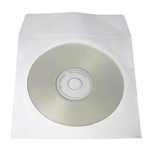 Yens 1000 pcs White CD DVD Paper Sleeves Envelopes with Flap and Clear Window