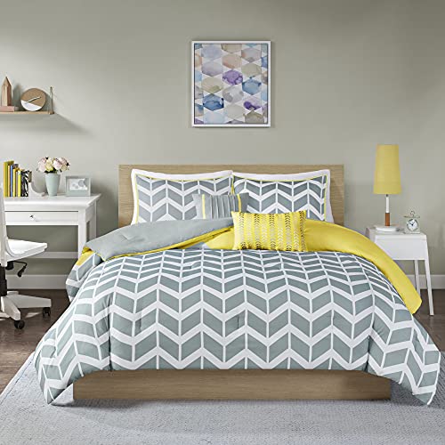 Book Cover Intelligent Design Cozy Comforter Geometric Design Modern All Season Vibrant Color Bedding Set with Matching Sham, Decorative Pillow, Full/Queen, Nadia Yellow