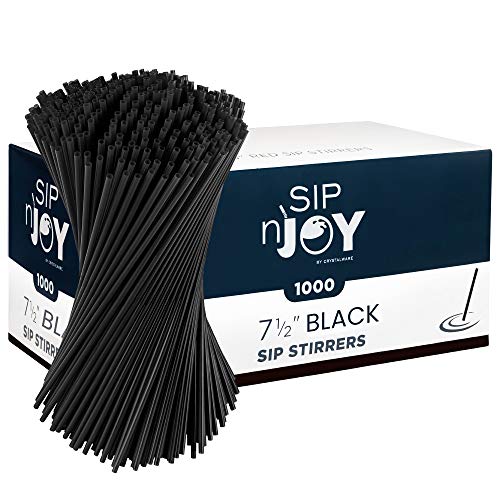 Book Cover Coffee Stirrers Sticks, Disposable Plastic Drink Stirrer Sticks, 1000 Stirrers, Use It As A Coffee Straws Or A Cocktail Mixers Black, 7 1/2-Inch (Pack of 1)