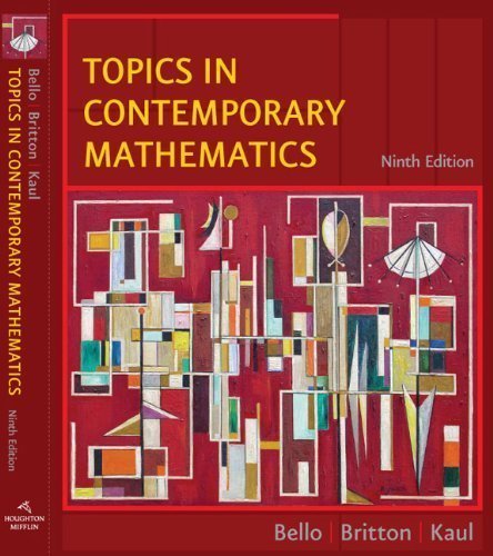 Topics in Contemporary Mathematics by Bello, Ignacio Published by Cengage Learning 9th (ninth) edition (2007) Hardcover