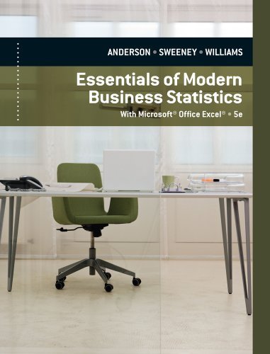 Essentials of Modern Business Statistics with Microsoft Excel by Anderson, David R. Published by Cengage Learning 5th (fifth) edition (2011) Hardcover