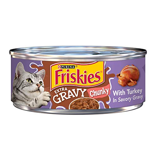 Purina Friskies Gravy Wet Cat Food, Extra Gravy Chunky With Turkey in Savory Gravy - (24) 5.5 oz. Cans