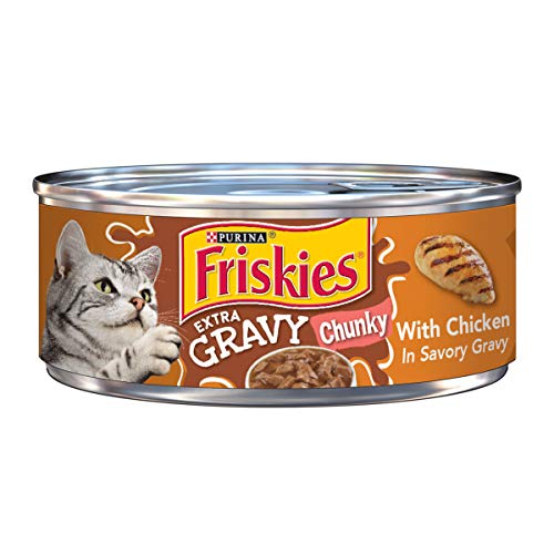 Purina Friskies Gravy Wet Cat Food, Extra Gravy Chunky With Chicken in Savory Gravy - (24) 5.5 oz. Cans