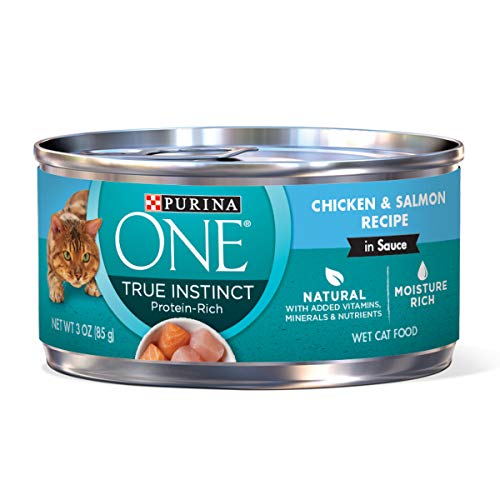 Purina ONE Natural, High Protein Wet Cat Food, True Instinct Chicken & Salmon Recipe in Sauce - (24) 3 oz. Pull-Top Cans