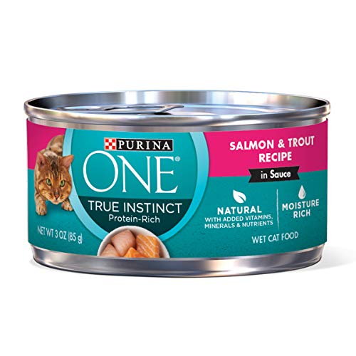 Purina ONE Natural, High Protein Wet Cat Food, True Instinct Salmon & Trout Recipe in Sauce - (24) 3 oz. Pull-Top Cans