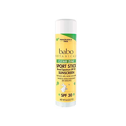 Book Cover Babo Botanicals Clear Zinc Sport Sunscree Stick SPF 30 with 100% Mineral Active, Non-Nano, Water-Resistant, Reef-Friendly, Fragrance-Free, for Babies, Kids or Sensitive Skin - 0.6 oz.