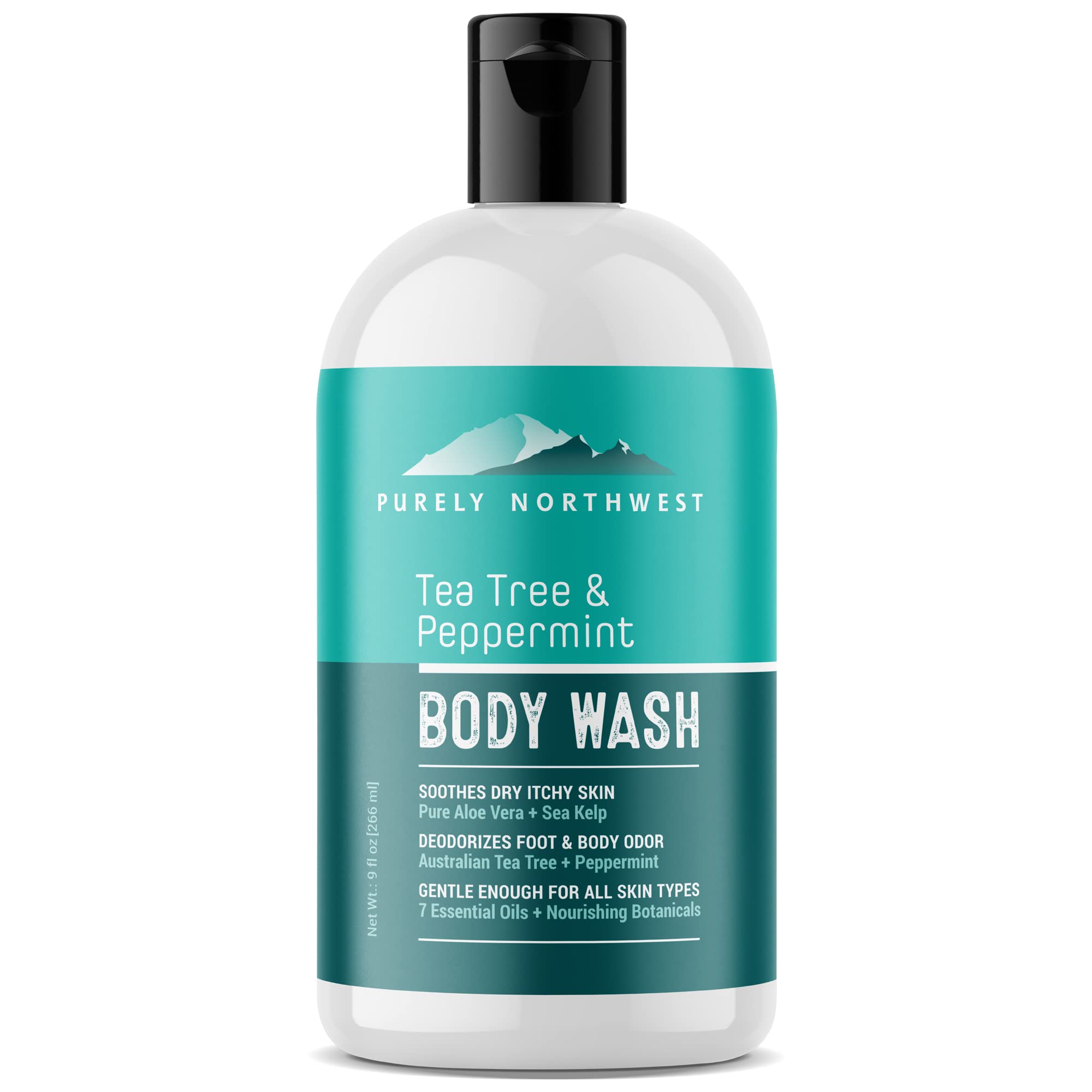 Book Cover Purely Northwest-Tea Tree Oil & Peppermint Body Wash for Men & Women-a Refreshing Natural Daily Soap for Body Odor & Acne-Effectively Soothes Jock Itch, Chafing & Athletes Foot-Discolored Nails-9oz Tea Tree 9 Fl Oz (Pack of 1)
