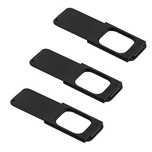C-Slide Webcam Cover 3 Pack - Thin Sliding Laptop Cam Blocker, Black, 1.5â€ x 0.5â€ and 1.5mm Thick - Thin Cam Slide Blocker for Computer, Tablet, Echo, Chromebook & More