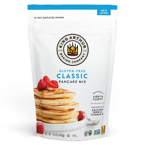 Book Cover King Arthur, Gluten Free Classic Pancake Mix, Certified Gluten-Free, Non-GMO Project Verified, Certified Kosher, 15 Ounces (Pack of 6, Packaging May Vary)