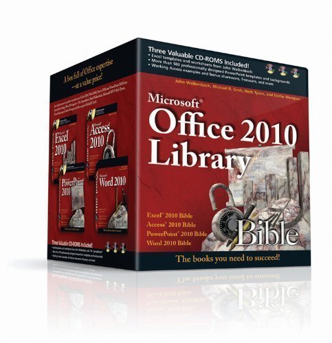 Office 2010 Library: Excel 2010 Bible, Access 2010 Bible, PowerPoint 2010 Bible, Word 2010 Bible by Walkenbach, John Published by Wiley 1st (first) edition (2010) Paperback