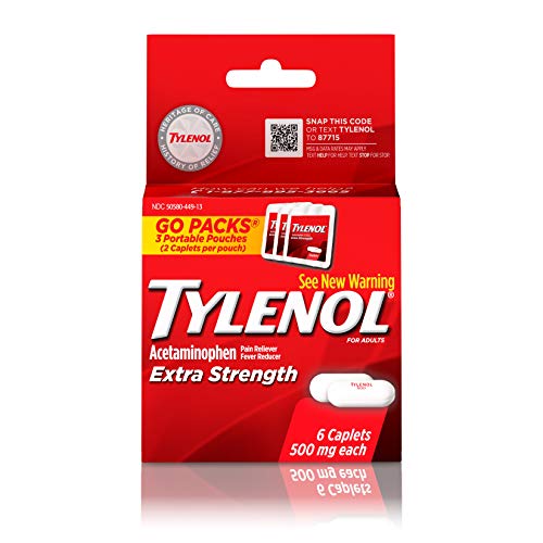 Book Cover Tylenol Extra Strength Caplets with 500 mg Acetaminophen, Pain Reliever & Fever Reducer, 6 ct