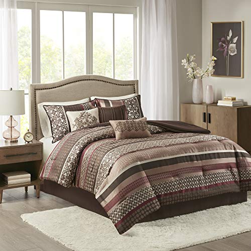 Book Cover Madison Park All Season Down Alternative Bedding with Matching Shams, Decorative Pillow, Polyester, Princeton Red, Cal King(104