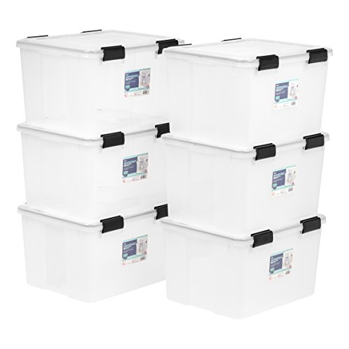 IRIS 46 Quart WEATHERTIGHT Storage Box, 6 Pack, Clear
