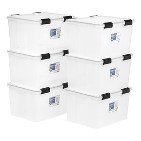 IRIS 46 Quart WEATHERTIGHT Storage Box, 6 Pack, Clear